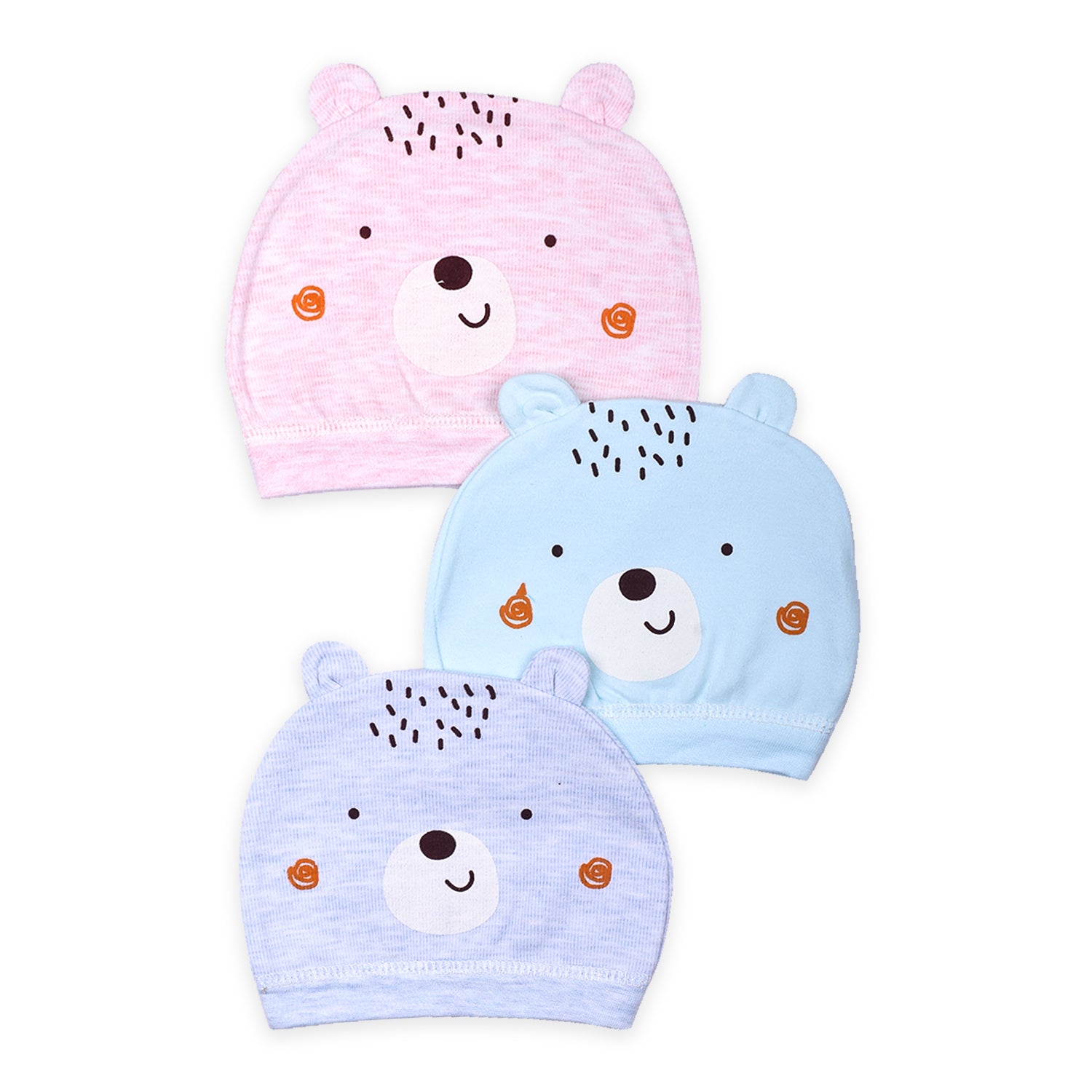 New Born Baby Caps - Pack of 3 - Multicolor