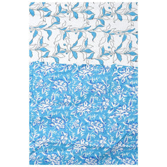 Double Bedsheet with 2 Pillow Covers - Blue Leaf