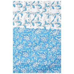 Double Bedsheet with 2 Pillow Covers - Blue Leaf