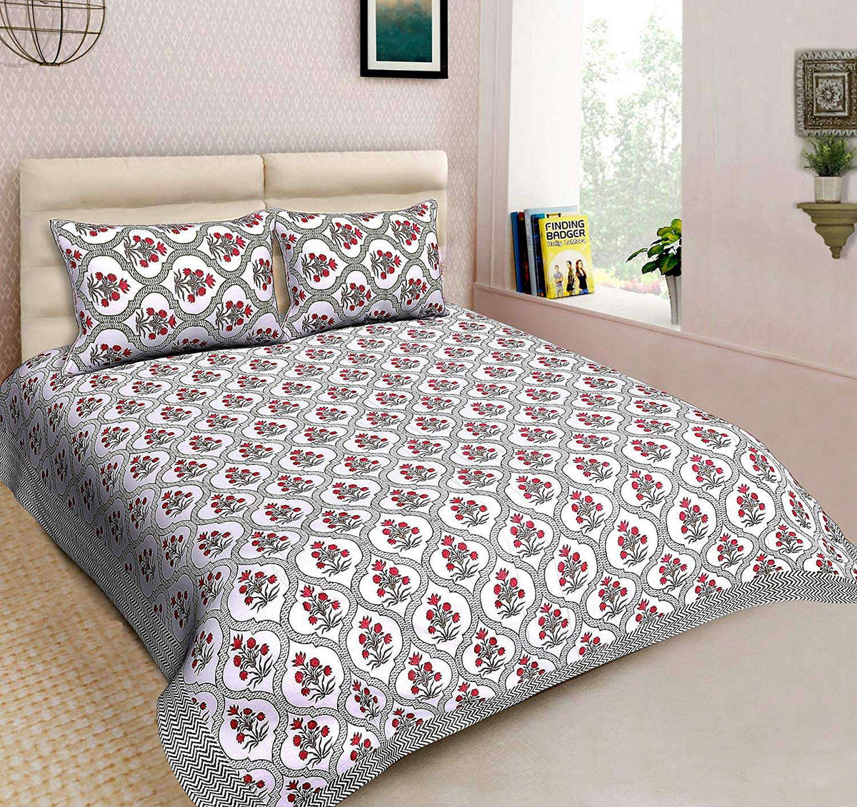 Double Bedsheet with 2 Pillow Covers - Mehraab Pot Design