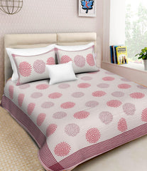 Double Bedsheet with 2 Pillow Covers - Sunflower Pink