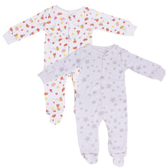 Baby Unisex Full Body Romper Footie – Bird and Star Print Pack of 2