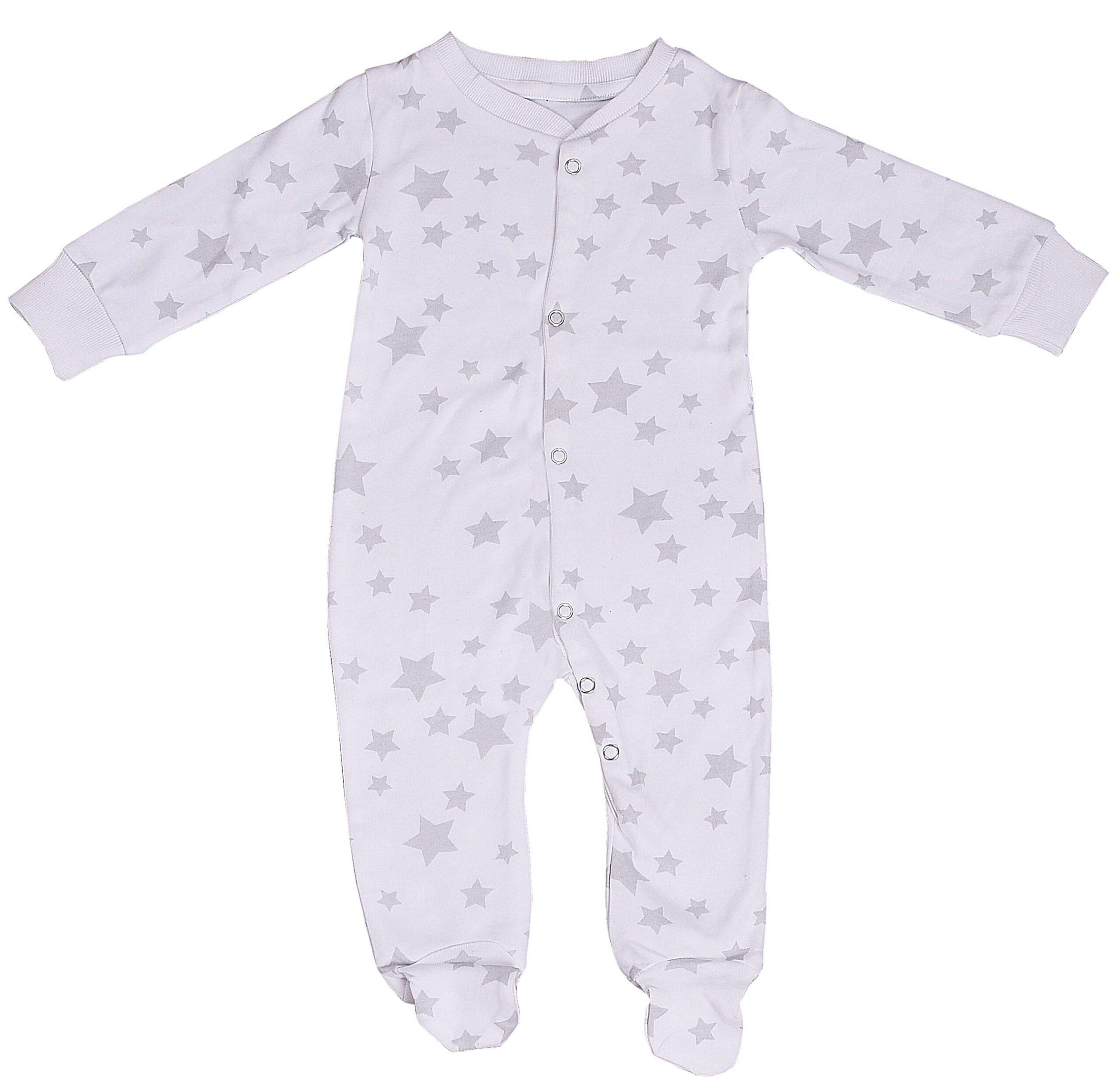 Baby Unisex Full Body Romper Footie – Bird and Star Print Pack of 2