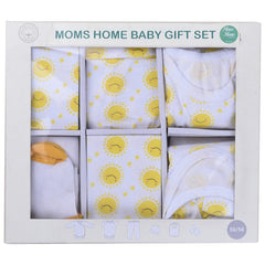New Born Baby Unisex Organic cotton 6 Piece Gift Set -Yellow Sunshine 6-12 Months