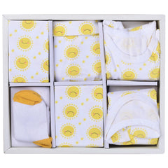 New Born Baby Unisex Organic cotton 6 Piece Gift Set -Yellow Sunshine 6-12 Months