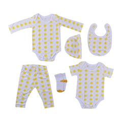 New Born Baby Unisex Organic cotton 6 Piece Gift Set -Yellow Sunshine 6-12 Months