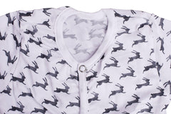 Baby Unisex Sleeping Suit – Grey Strip and Rabbit Print Pack of 2