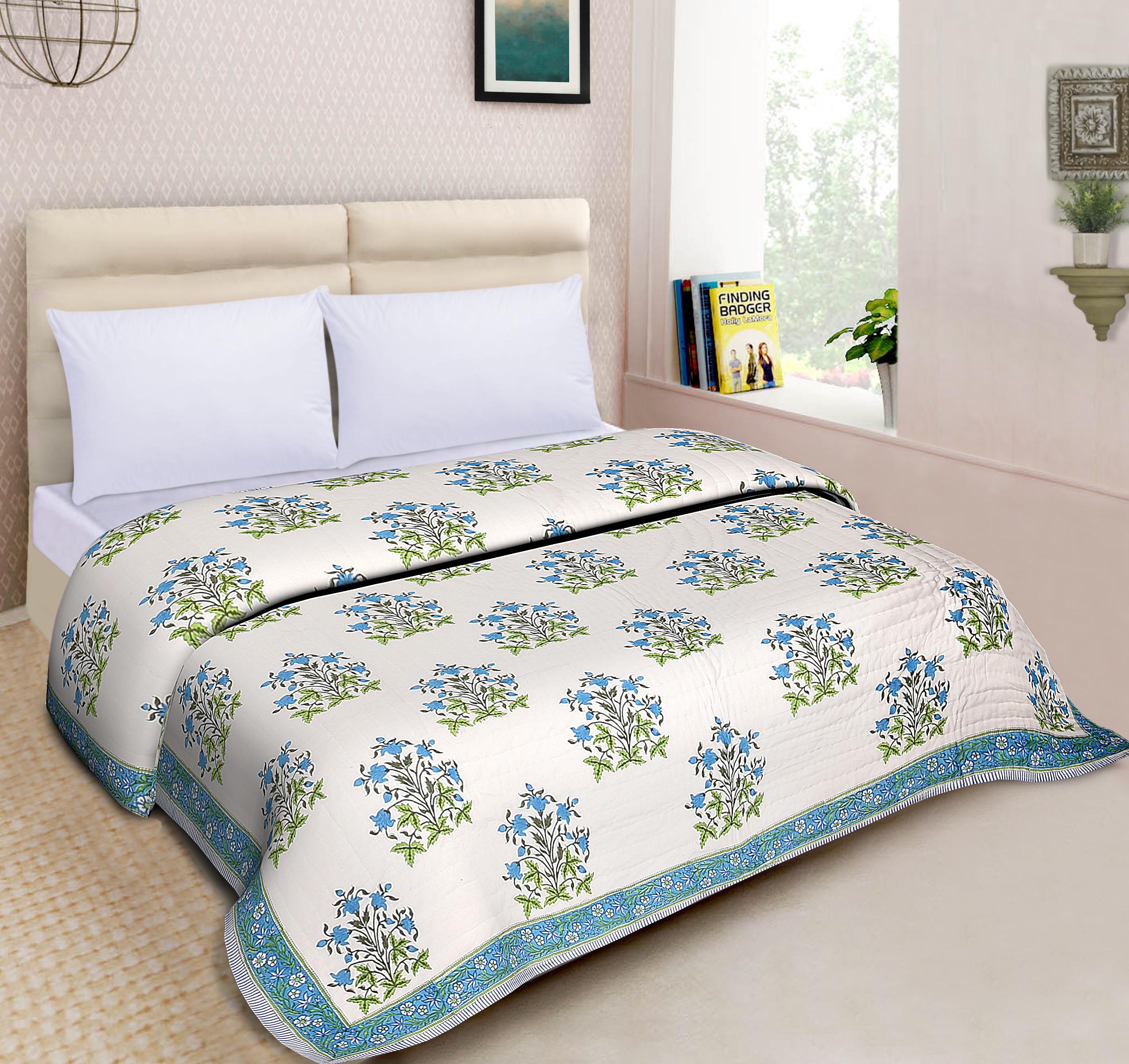 Double Bedsheet with 2 Pillow Covers - Tulip Blue