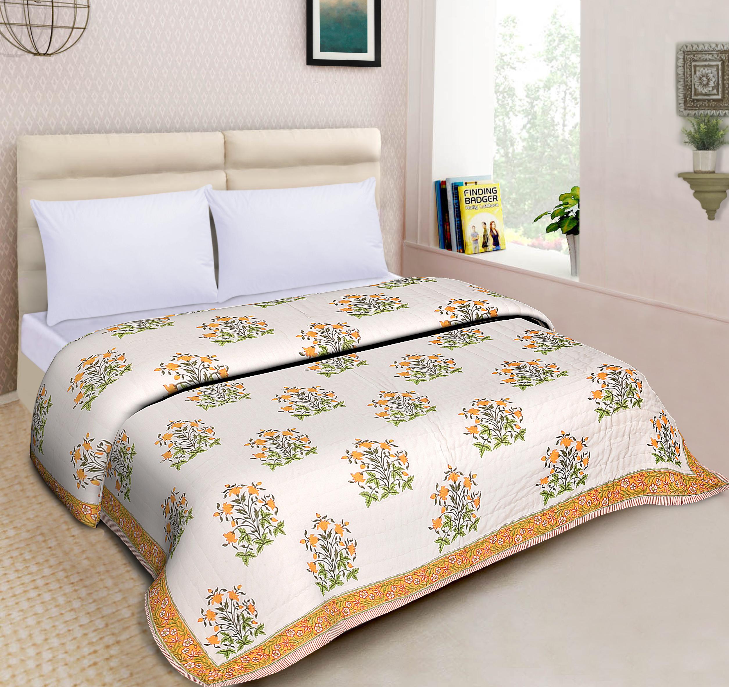 Double Bedsheet with 2 Pillow Covers - Tulip Yellow