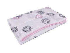 Baby Organic Cotton Muslin Quilt and Pack of 4 Muslin Swaddles Combo- 0-2 Years- 112*112 cms- Pink Flower Print