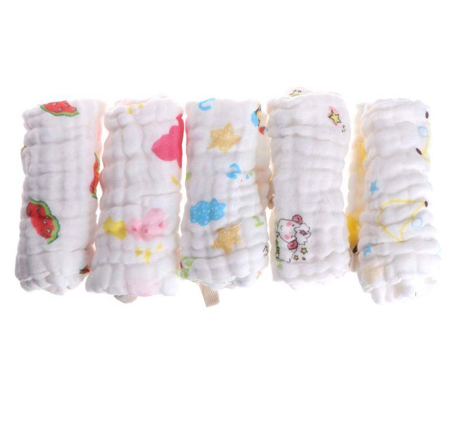 Baby Muslin 6 Layer Wash Towel- 100X100 CM - (0-3 Years)- Pink and Pack of 5 Napkins