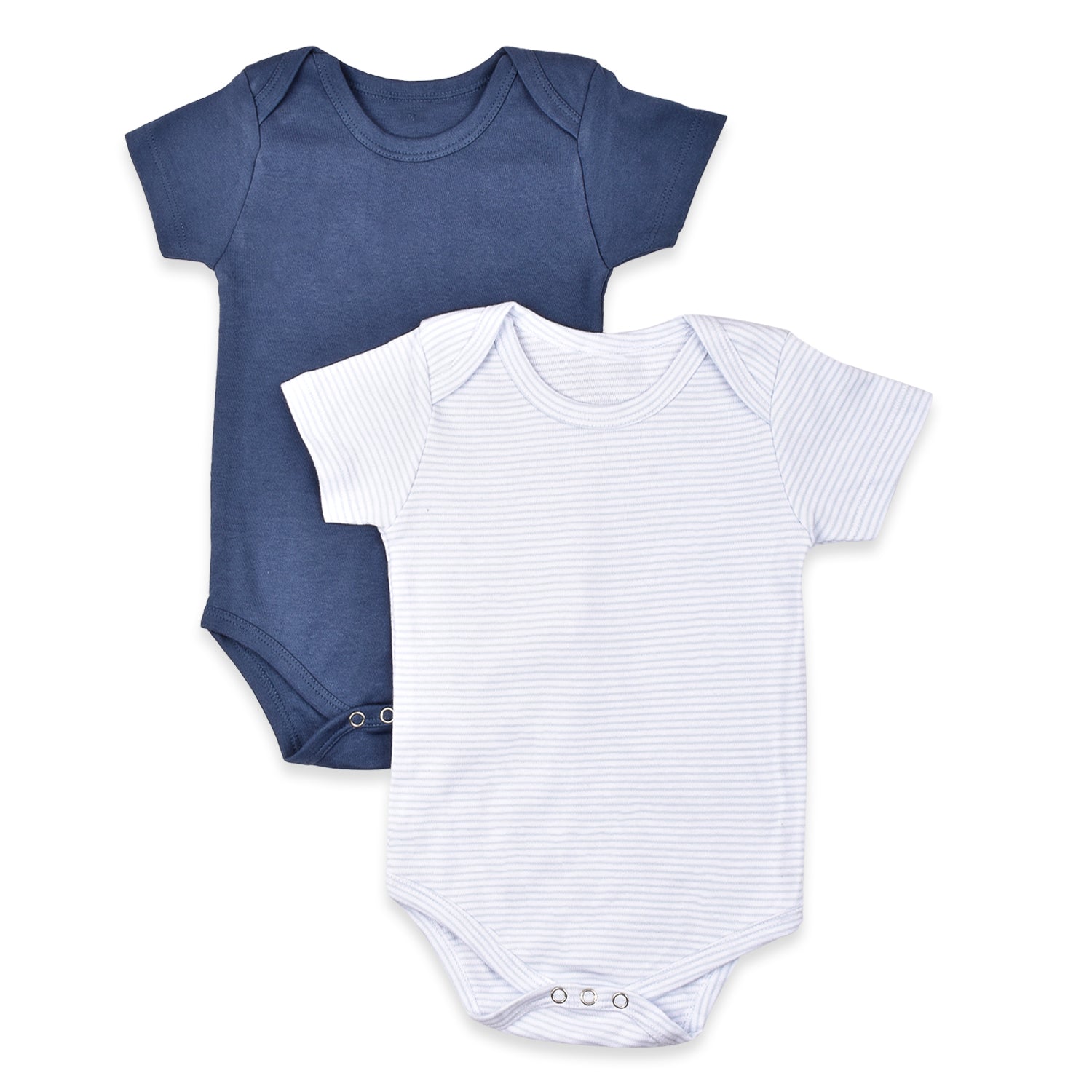 Baby Organic Cotton  Onesie Navy & Blue Striped -Pack of 2