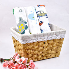 Baby Muslin Swaddle - 100x100 cm- Pack of 3- Diano, Whale, Car