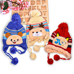 Baby Unisex Woolen Caps, Mix Design (Pack Of 3)