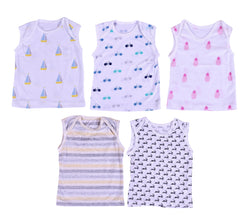 Organic Cotton Unisex Baby Sleeveless Vest Tshirt Pack of 5