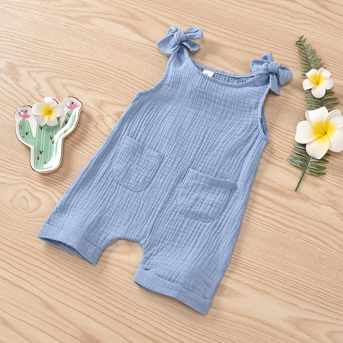 Baby Girl's Organic Muslin Cotton Frock style Bodysuit- Blue