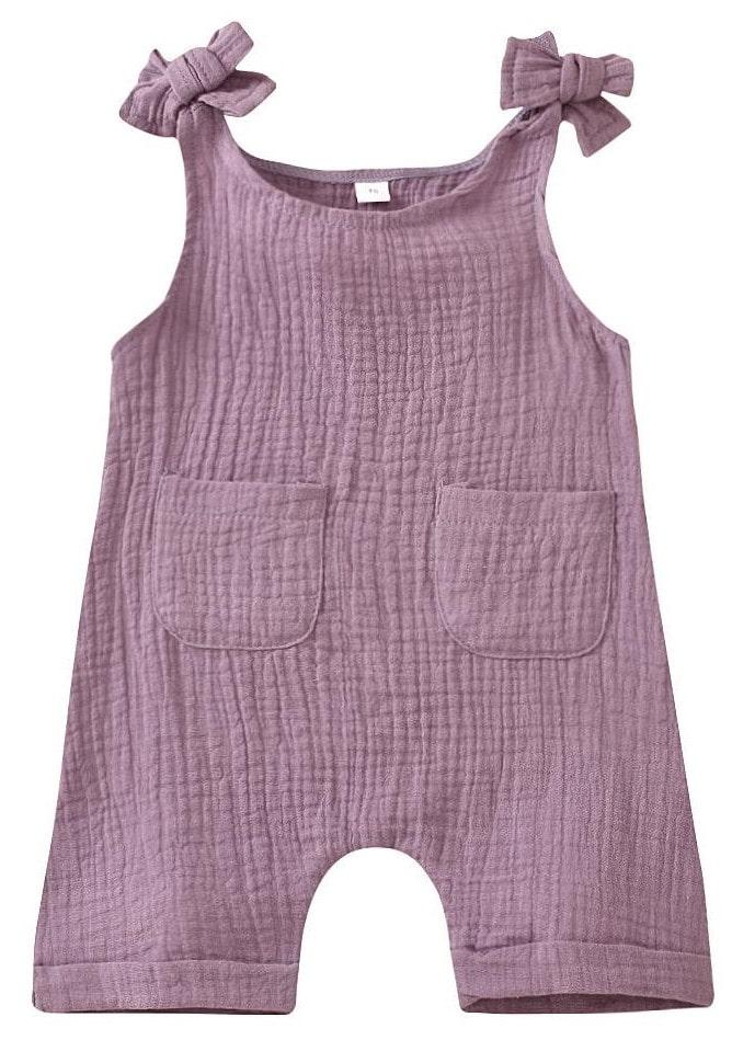 Baby Girl's Organic Muslin Cotton Frock style Bodysuit- Purple