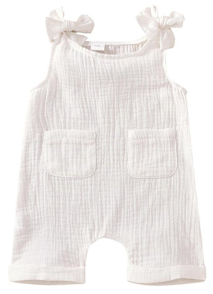 Baby Girl's Organic Muslin Cotton Frock style Bodysuit- White