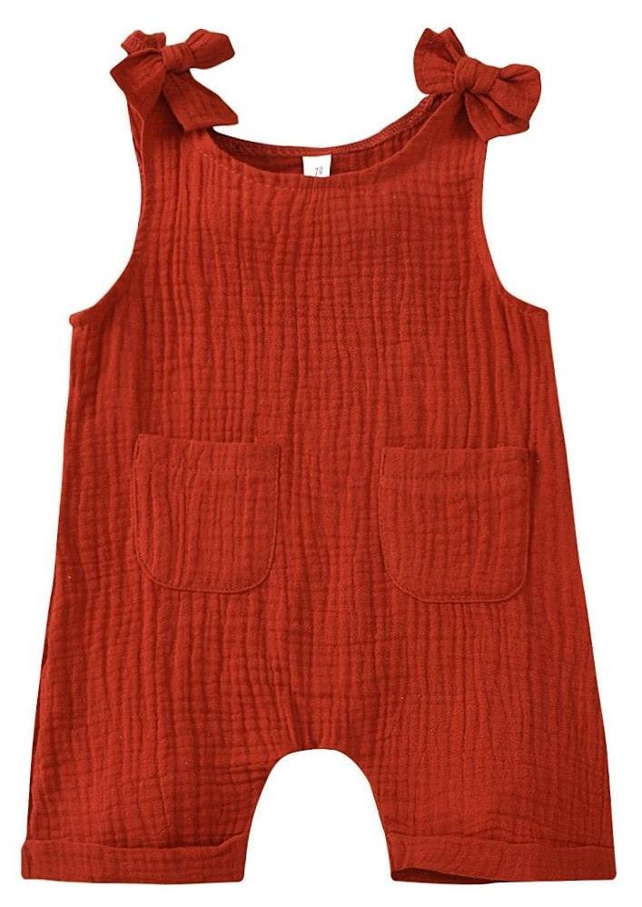 Baby Girl's Organic Muslin Cotton Frock style Bodysuit- Red