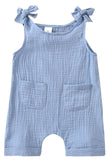 Baby Girl's Organic Muslin Cotton Frock style Bodysuit- Blue