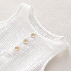Baby's Unisex Onesie Muslin Romper- White