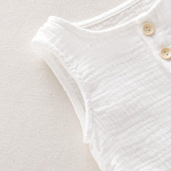 Baby's Unisex Onesie Muslin Romper- White
