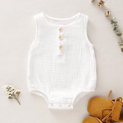 Baby's Unisex Onesie Muslin Romper- White