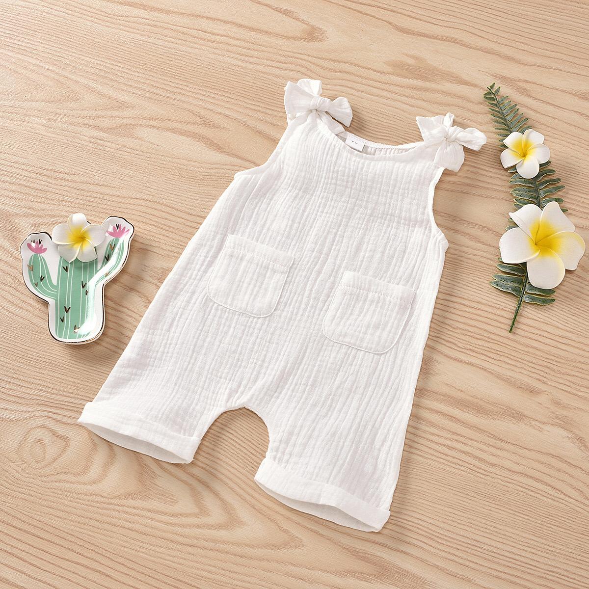 Baby Girl's Organic Muslin Cotton Frock style Bodysuit- White