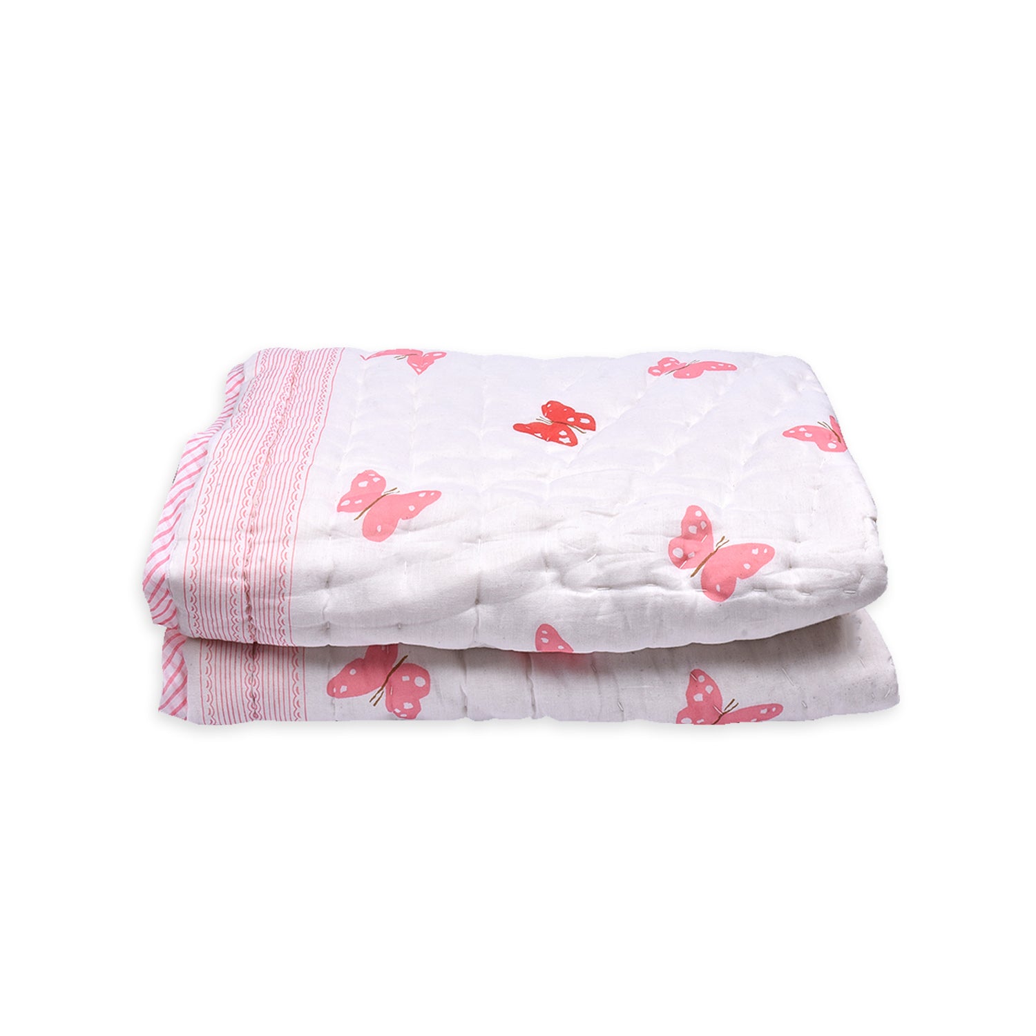 Baby Quilt - Pink Butterfly Print- 0-5 Years - 100*150* 2cms