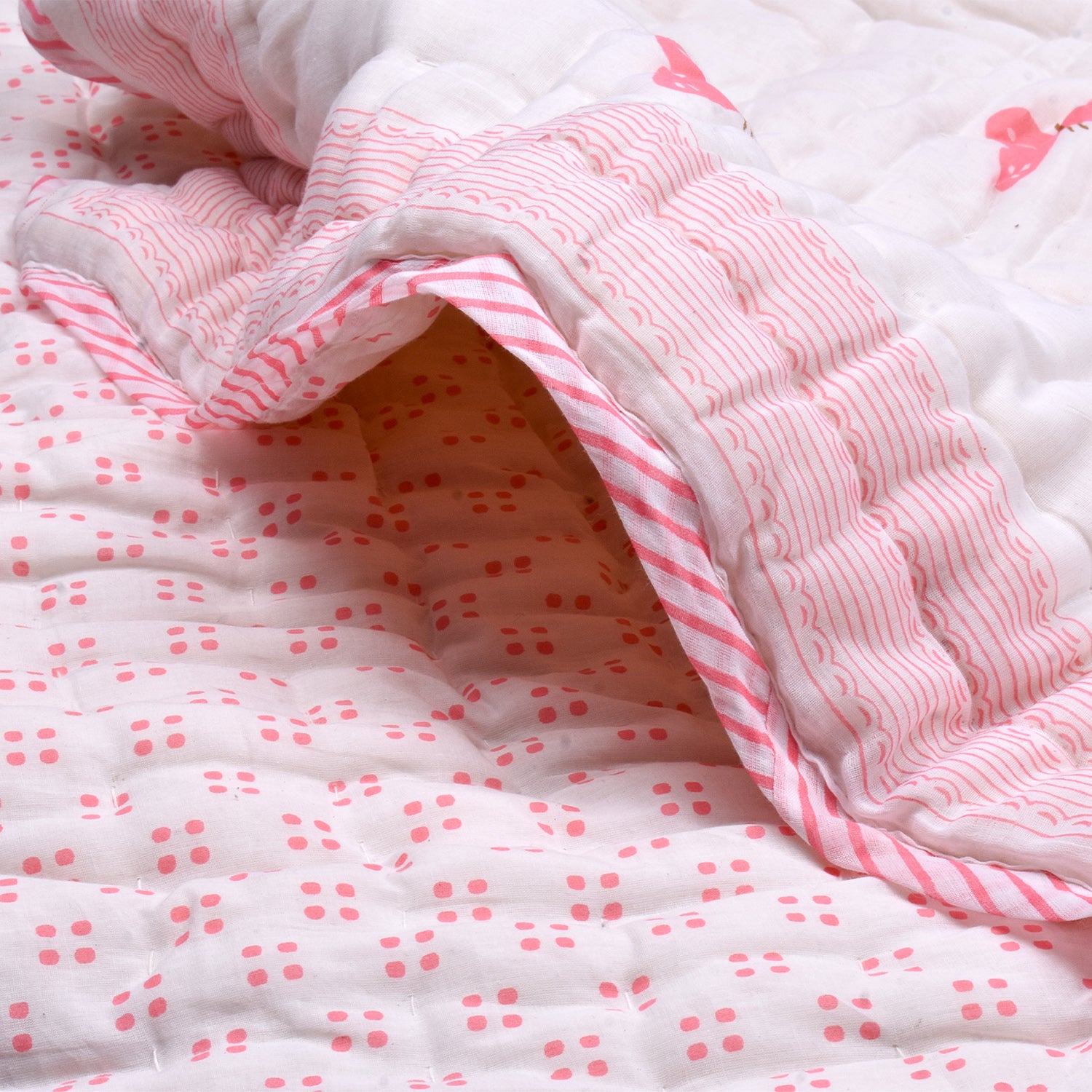 Baby Quilt - Pink Butterfly Print- 0-5 Years - 100*150* 2cms