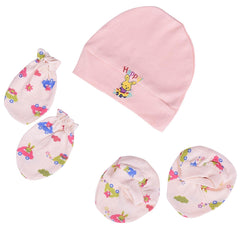 New Born Baby Cap Mitten Booties Set - Pack of 4 Mix Design