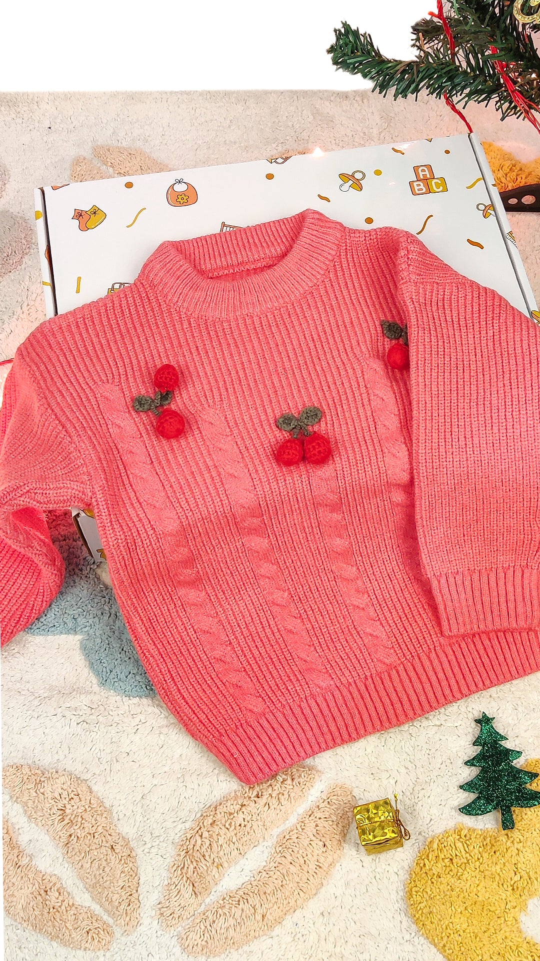 Organic Cotton Unisex Baby Winter Sweaters Strawberry Pink Pack of 1