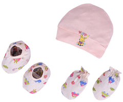 New Born Baby Cap Mitten Booties Set – Pack of 3 Mix Design