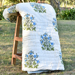 Double Bed- Comforter/Quilt - Tulip Blue - 90"*108''