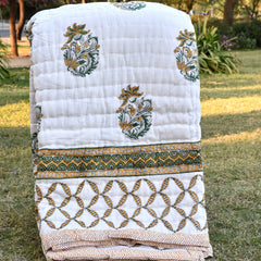 Double Bed- Comforter/Quilt - Brown Leaf- 90"*108''