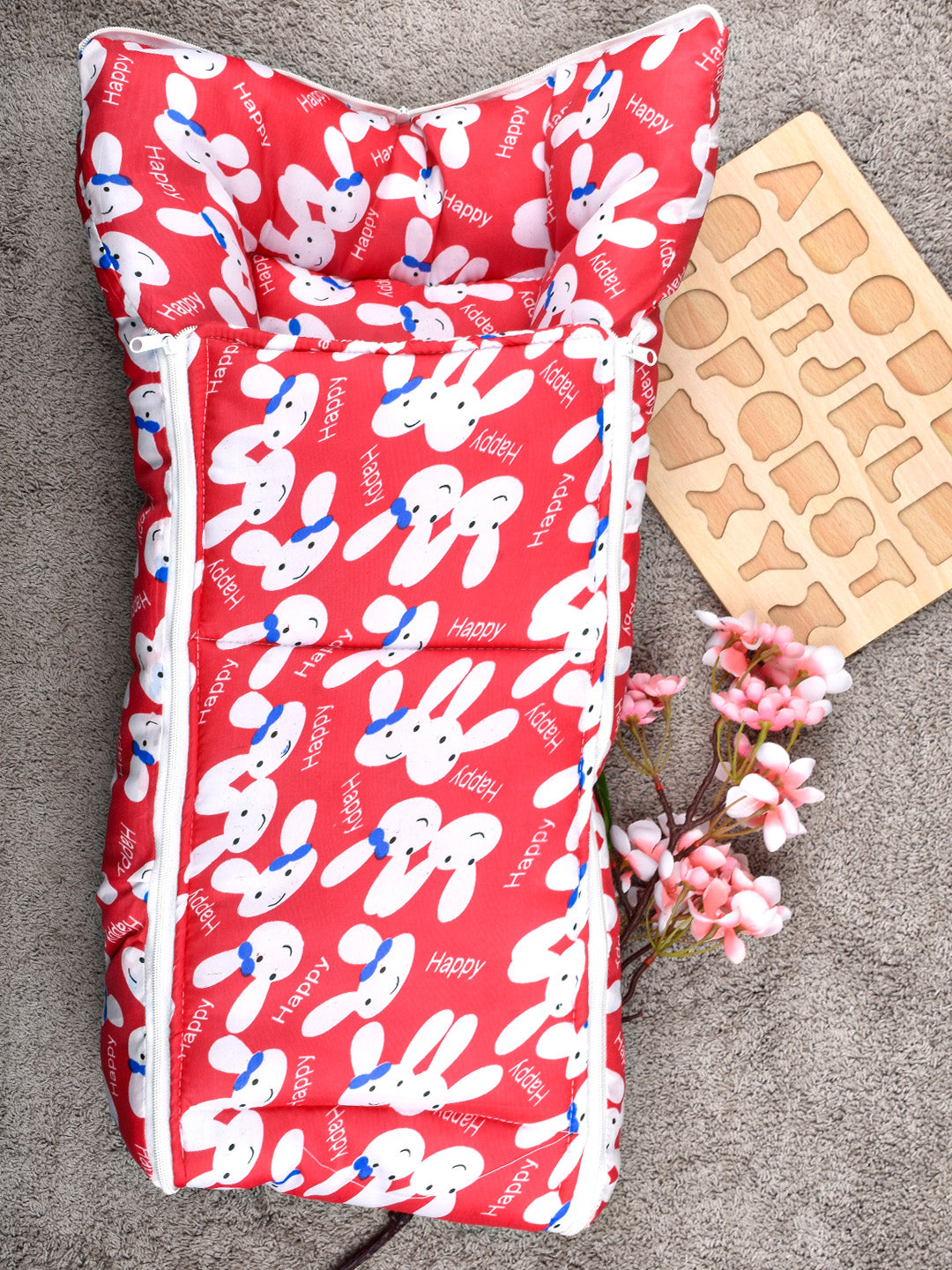 Cotton Sleeping cum carrying Nest Bag - Red 0-8 Months