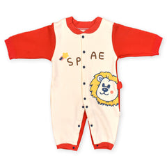 Moms Home Organic Cotton Baby Full Length Winter Romper, Spae Lion Red - 6-12 Months