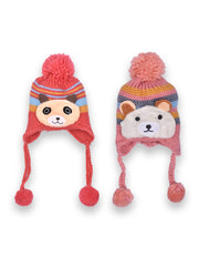 Baby Unisex Woolen Caps, Multicolored (Pack Of 2)