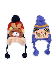 Baby Unisex Woolen Caps, Multicolored (Pack Of 2 )