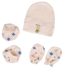 New Born Baby Cap Mitten Booties Set - Pack of 4 Mix Design