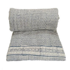 Double Bed-Comforter/Quilt - Grey Zigzag - 90"*108''