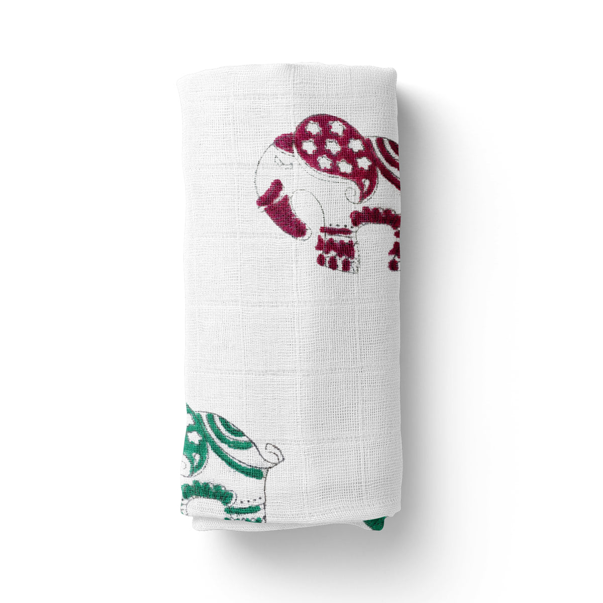 Mom's Home Organic Cotton Baby Muslin Swaddle, African Elephant - Large Size, 120X120 cm (Multicolor)