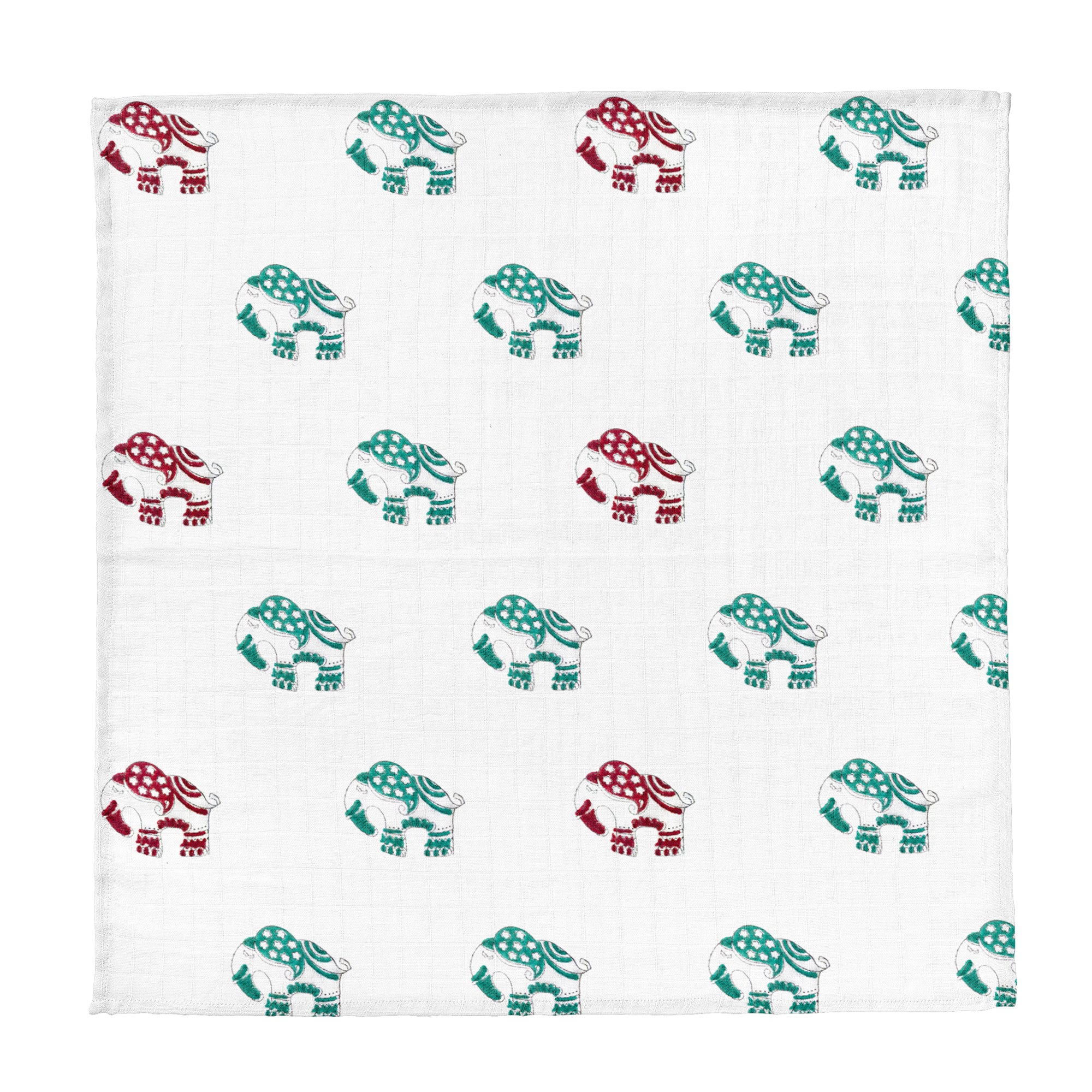Mom's Home Organic Cotton Baby Muslin Swaddle, African Elephant - Large Size, 120X120 cm (Multicolor)