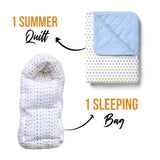 Moms Home Baby Unisex Organic Cotton 1 Muslin Sleeping Bed, 1 AC Quilt, 0-12M - Polka Dot