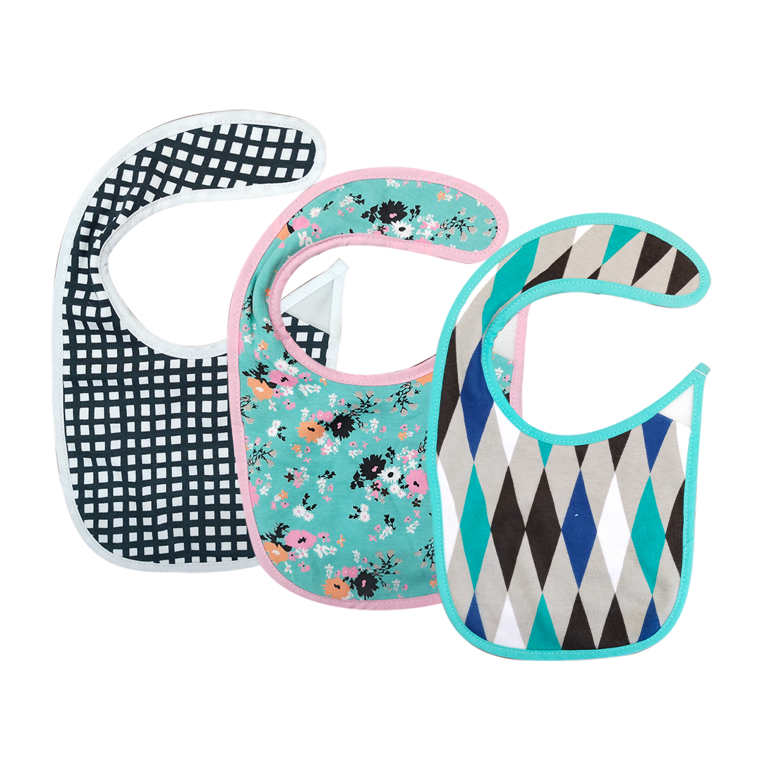 New Born Baby Cotton Bibs - Pack of 3 (0-9 Months)