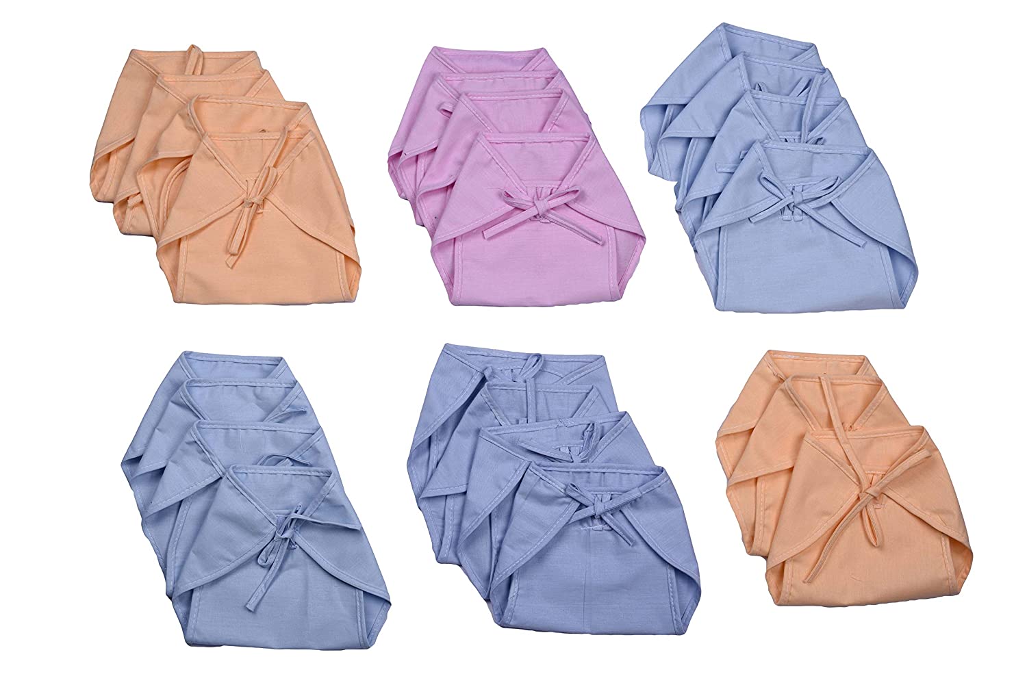 Baby Cotton Cloth Diapers/Langot Double Layer(Multicolour, 0-6 Months) Pack of 6 Pieces