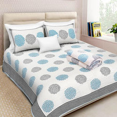 Combo Set -  1 Double Bed Comforter/Quilt and 1 Double Bedsheet with Pillow covers -Sunflower - 90"*108'' - Blue
