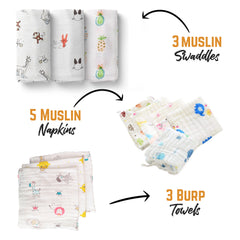 Moms Home supersoft Baby Organic cotton Muslin 18 pieces gift set