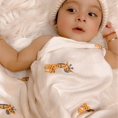 Baby Muslin Cloth Swaddle - 0-12 Months,  Pack of 3 (Blue Whale, Dinopark & Dinosaur)