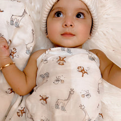 Baby Muslin Cloth Swaddle - 0-12 Months,  Pack of 3 (Blue Whale, Unicorn & Dinosaur)